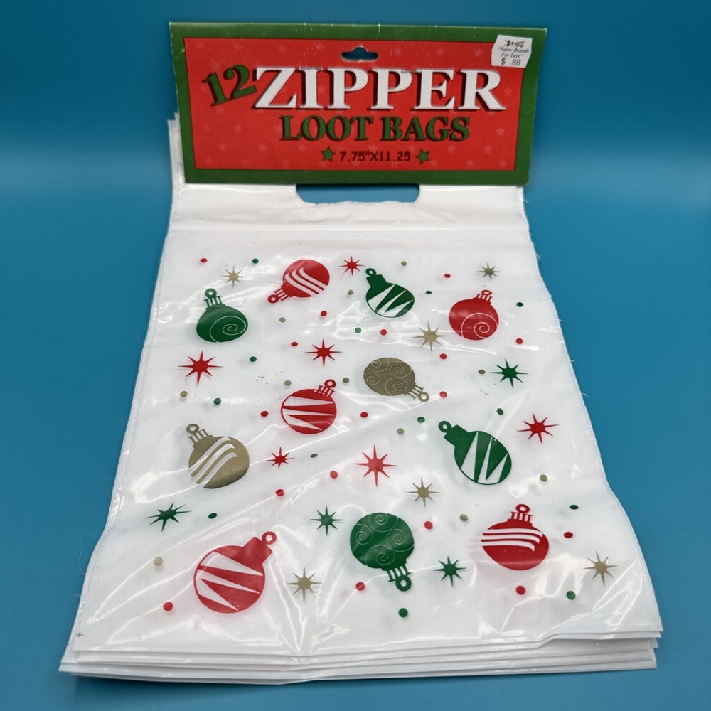 Vintage Christmas Treat Gift Bags 12 Plastic New Old Stock Baking Candy Stocking